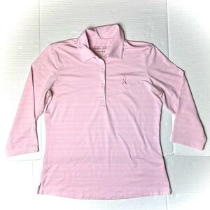 Lady Hagen Hydro-Dri Golf Polo Shirt Womens Small Pink 3/4 Sleeve‎ Breast Cancer